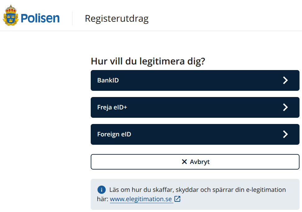 Hur vill du legitimera dig?
