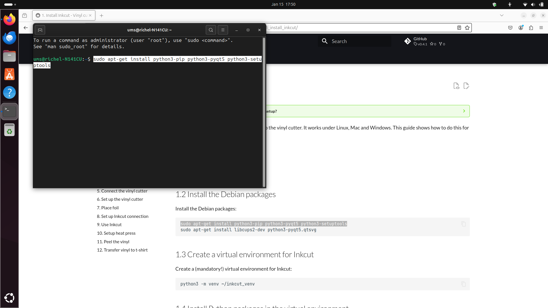 First command copy-pasted to the desktop