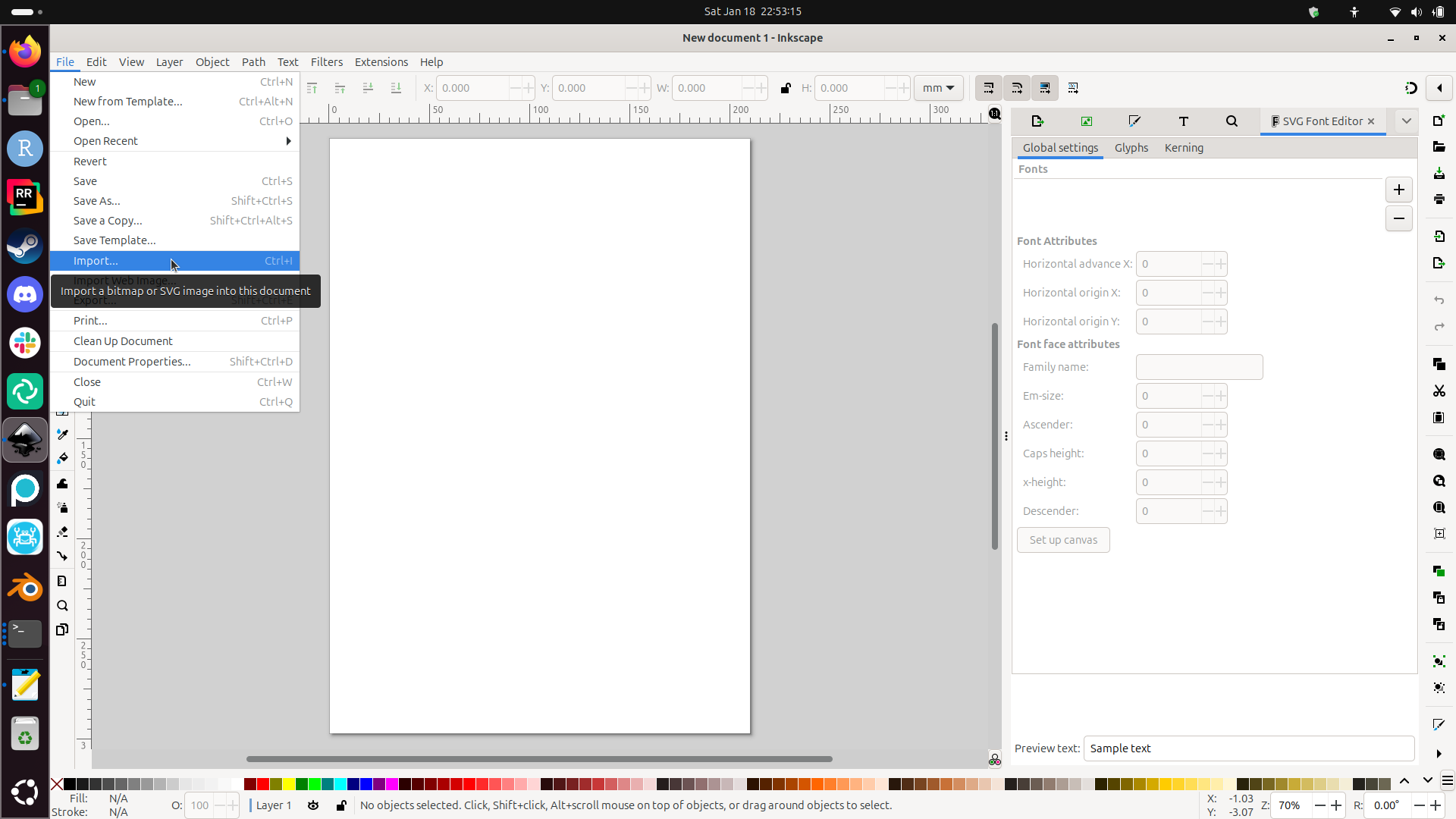 In Inkscape, click File and Import