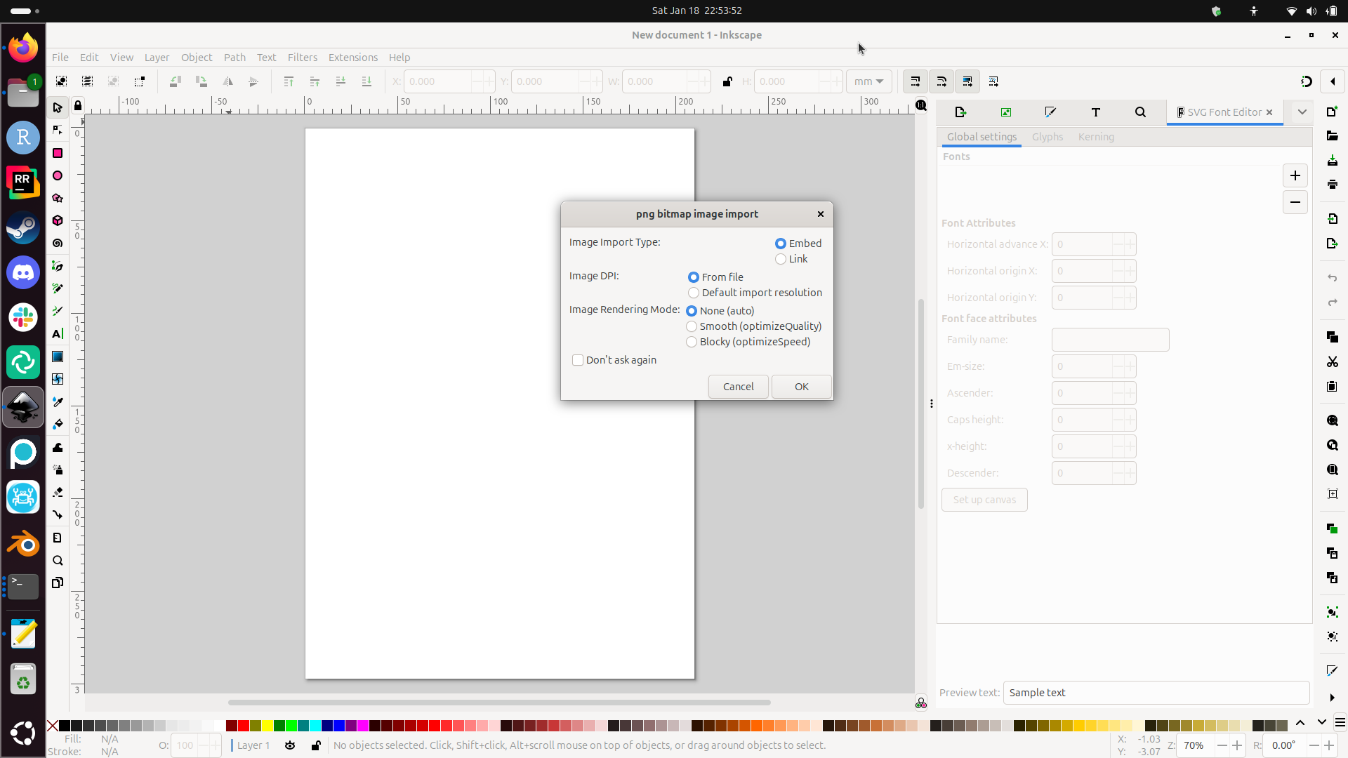 Inkscape import settings
