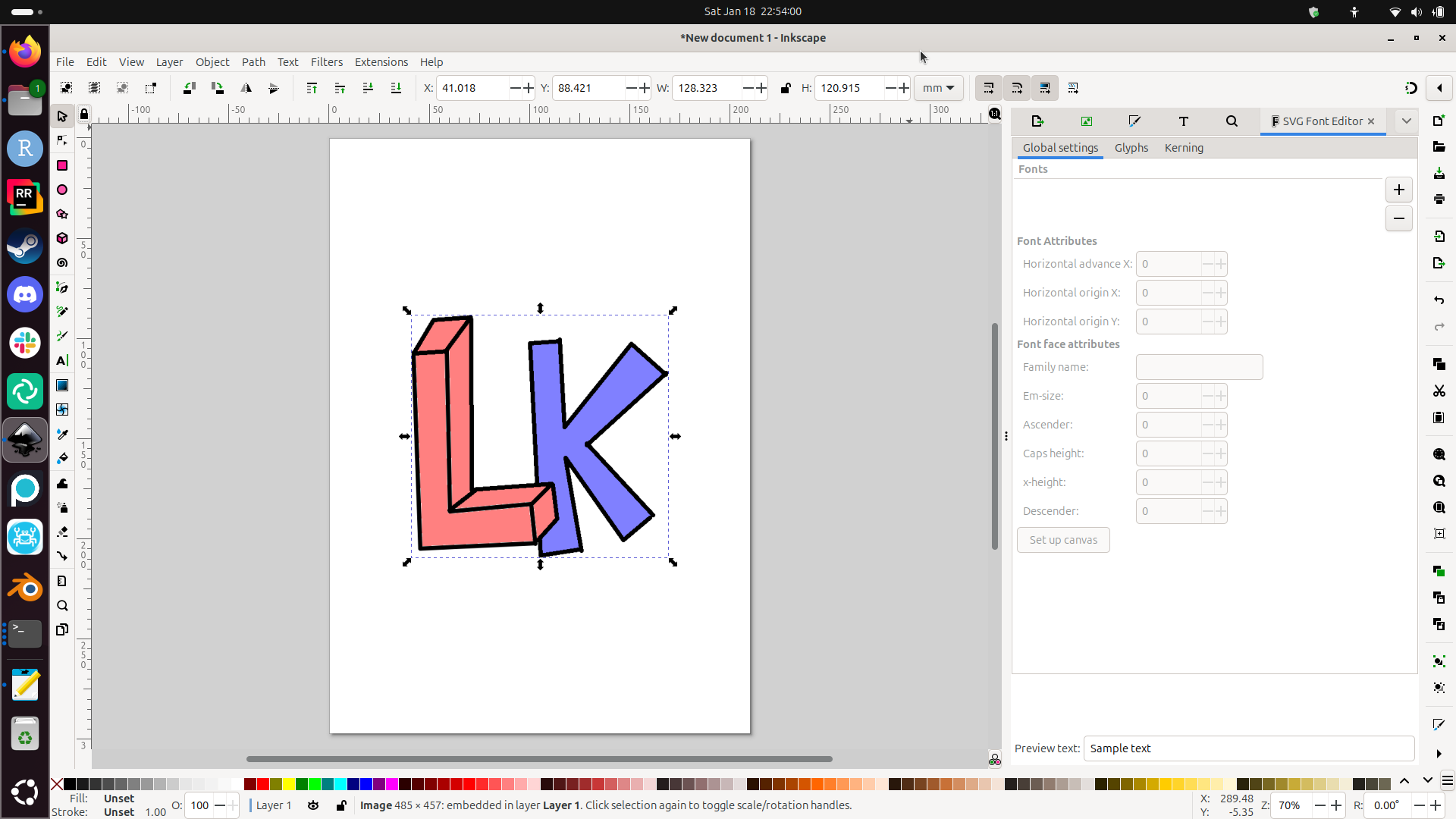 Imported a PNG in Inkscape