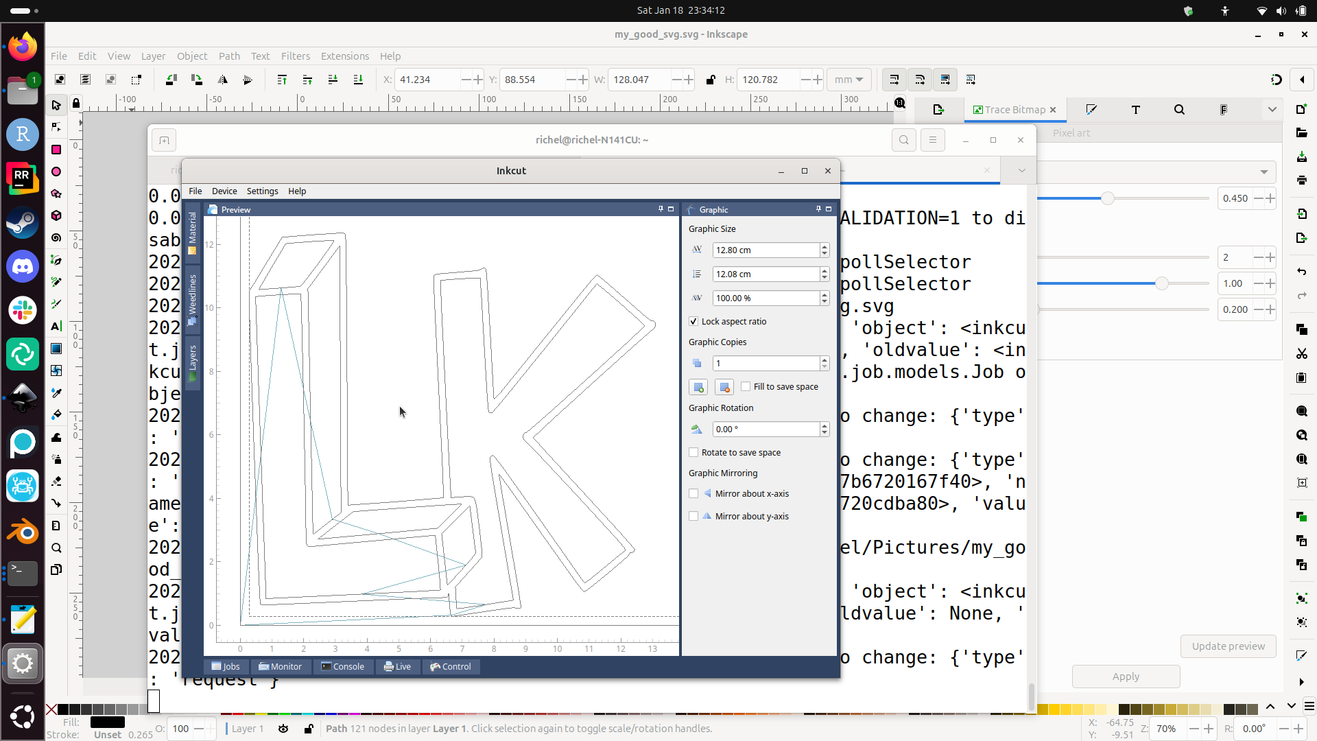 Inkcut has loaded a traced PNG