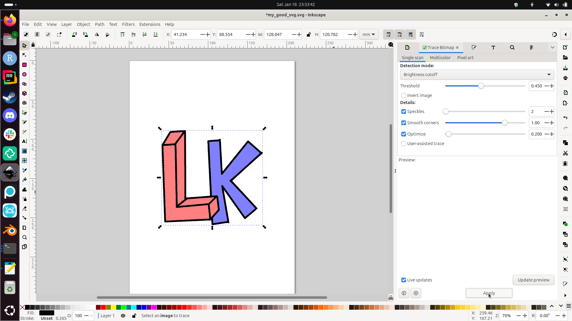 Applied the trace